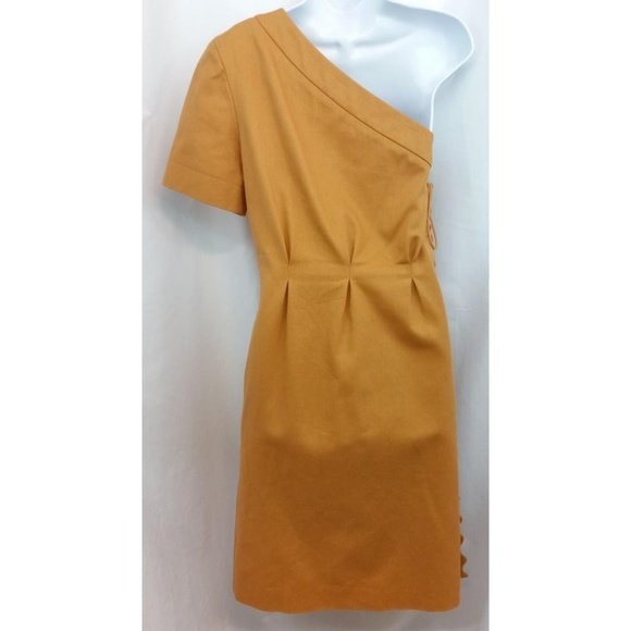 Chloe One Shoulder Lace Up Detail Cotton Dress 40 - Picture 5 of 6